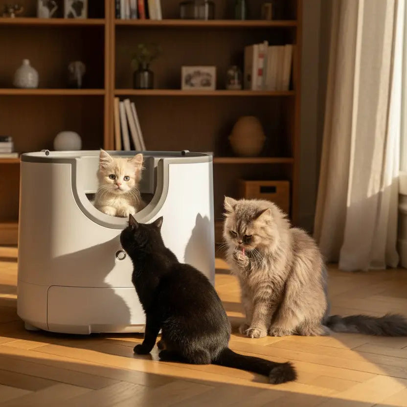 litière auto nettoyante avec plusieurs chat